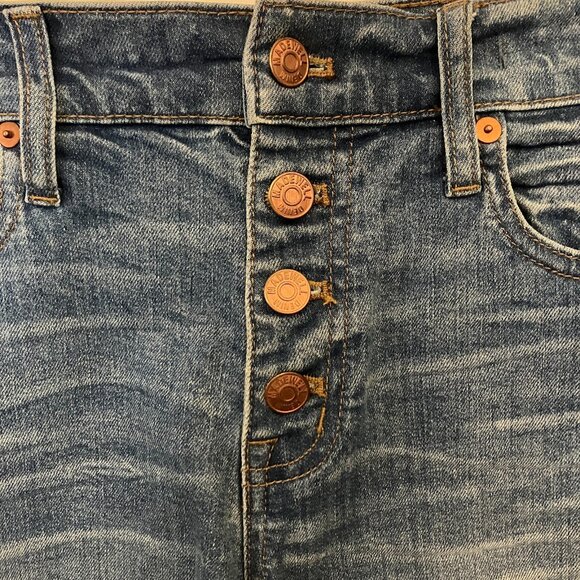 Madewell Womens High Rise Denim Jean Shorts Size 26 Frayed Raw Hem Button Fly - Picture 2 of 7